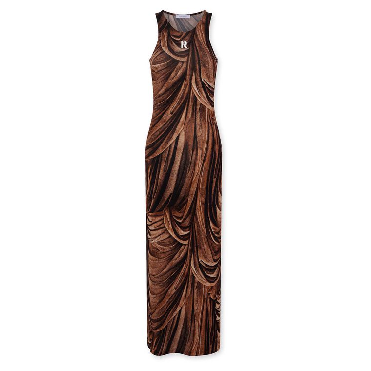 Sleeveless Wood Marble Jersey Maxi Dress image number null