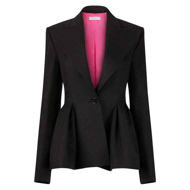 Wool Gabardine Peplum Blazer image number null