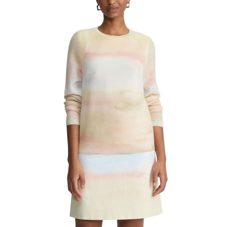 Horizon Print Cashmere Raglan Sleeve Sweater image number null