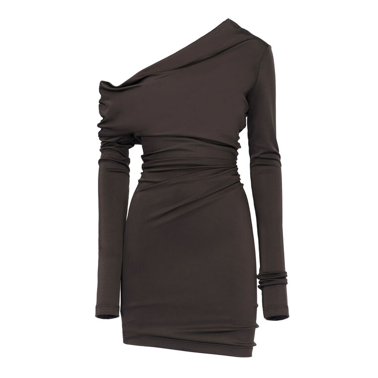 Asymmetric Drape Mini Dress image number null