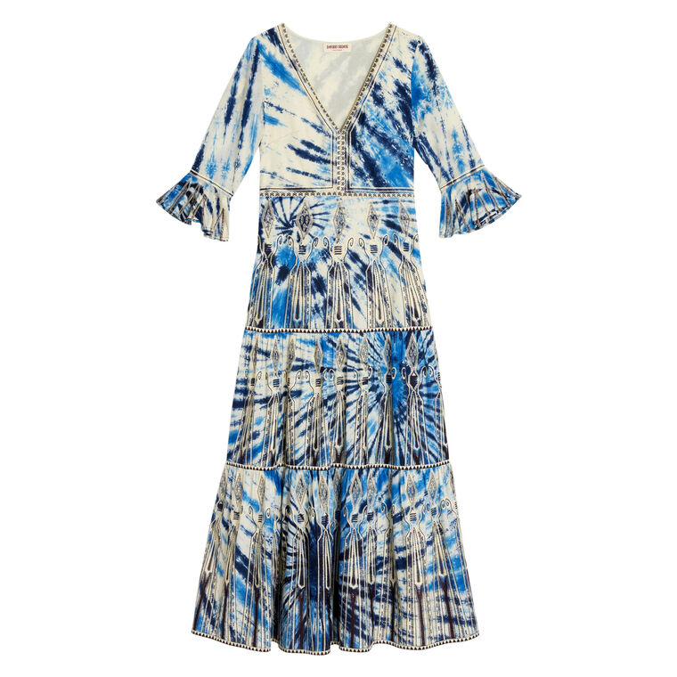 Bella Tie Dye Embroidery Dress image number null