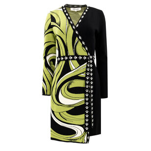 Aubrey Jacquard Long Sleeve Wrap Dress