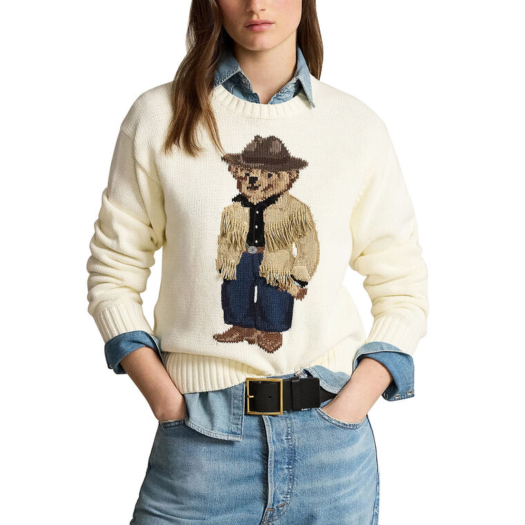 Polo Bear Cotton Crewneck Sweater image number null