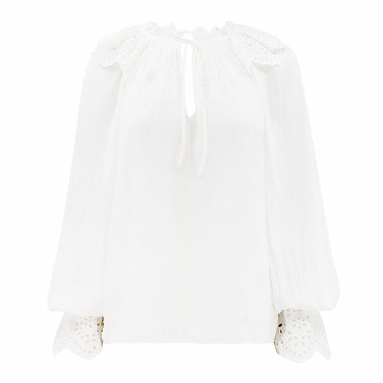 Lilian Ruffle Eyelet Top image number null