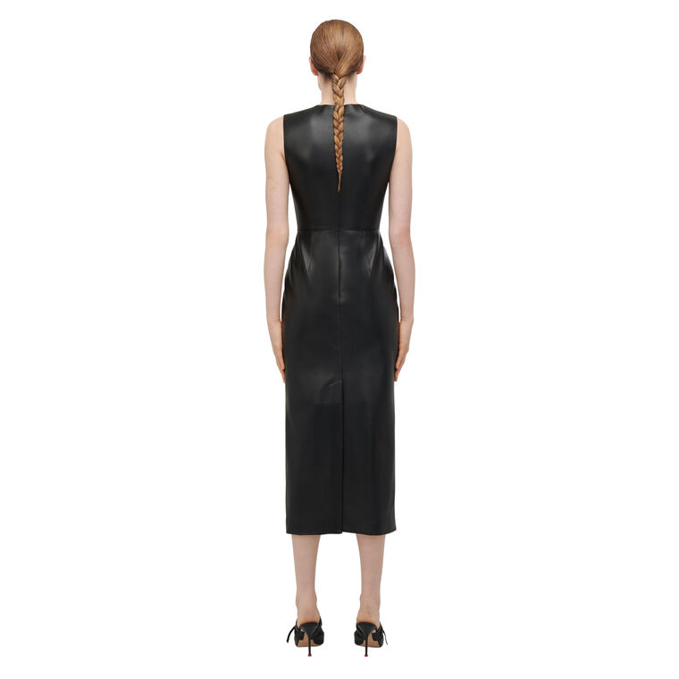 Leather Slashed Pencil Dress image number null