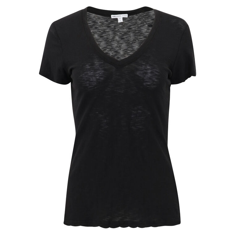 Sheer Slub Casual V-Neck Tee image number null