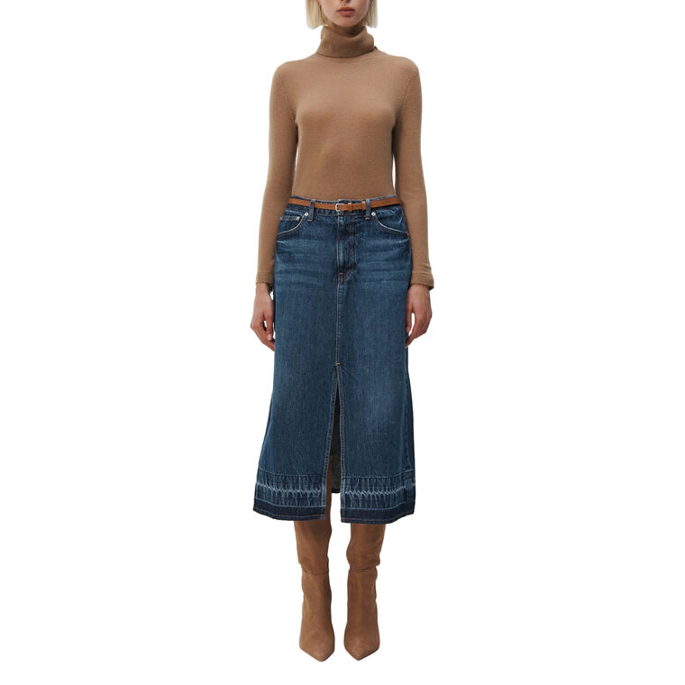 Della Release Hem Denim Midi Skirt image number null