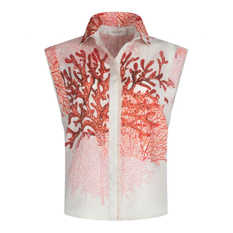 Rina Coral Print Blouse image number null