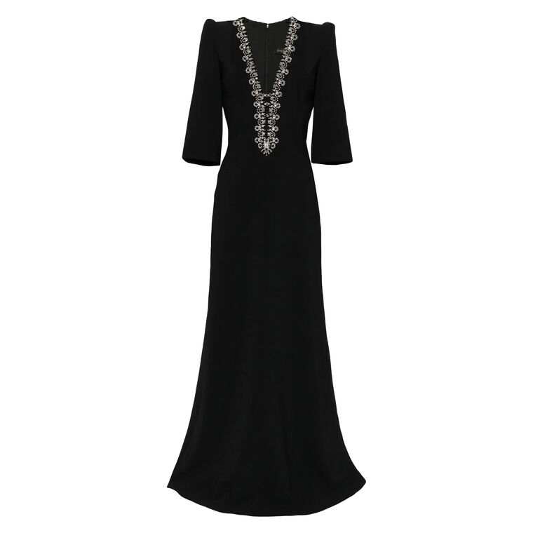 Rive Gauche Crystal-Embellished Crepe Gown image number null