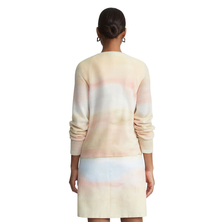 Horizon Print Cashmere Raglan Sleeve Sweater image number null