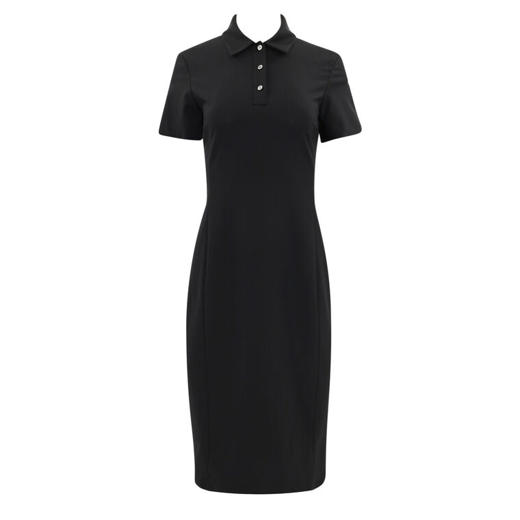 Slim Stretch Wool Knee-Length Polo Dress image number null