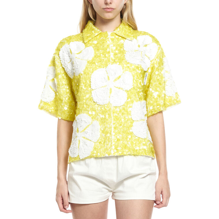 Hibiscus Embroidery Shirt image number null