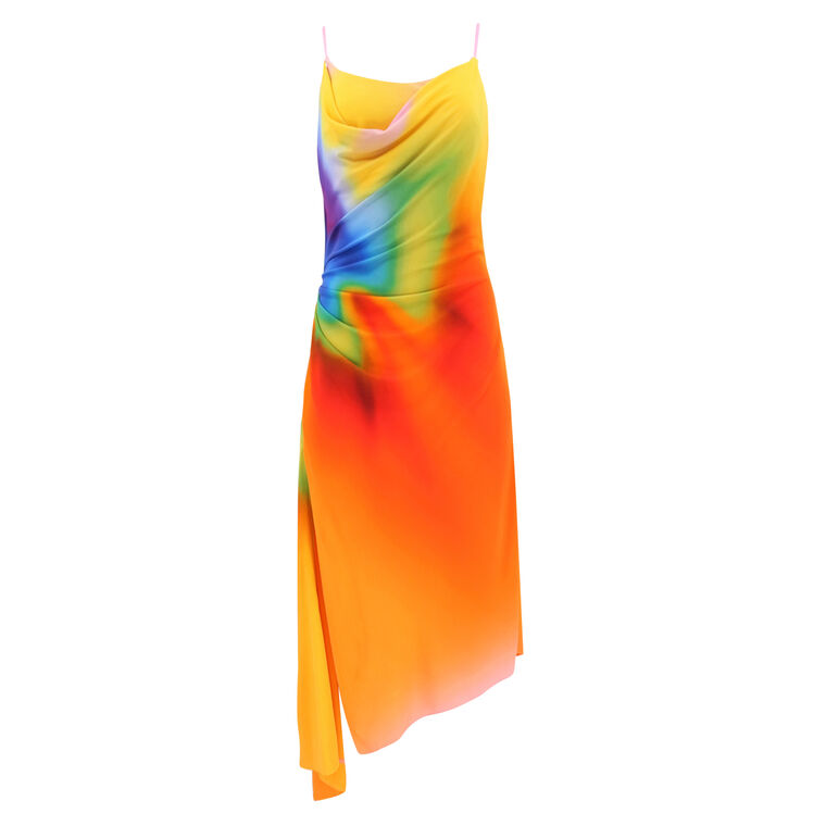 Rainbow Orchid Asymmetric Slip Dress image number null