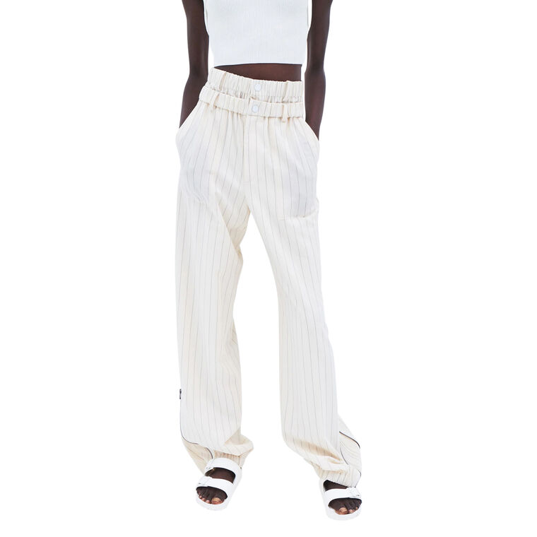 Pinstripe Double Waistband Zip Detail Pant image number null