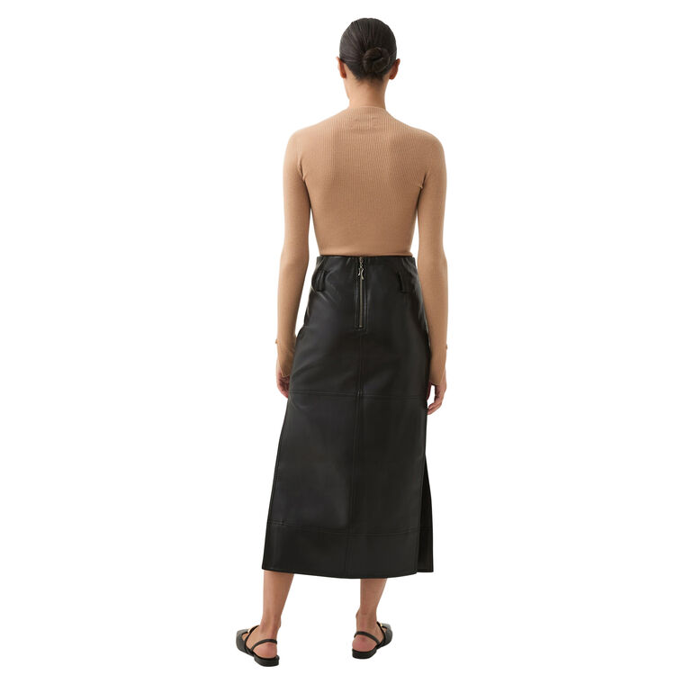 Aspect Vegan Leather Midi Skirt image number null