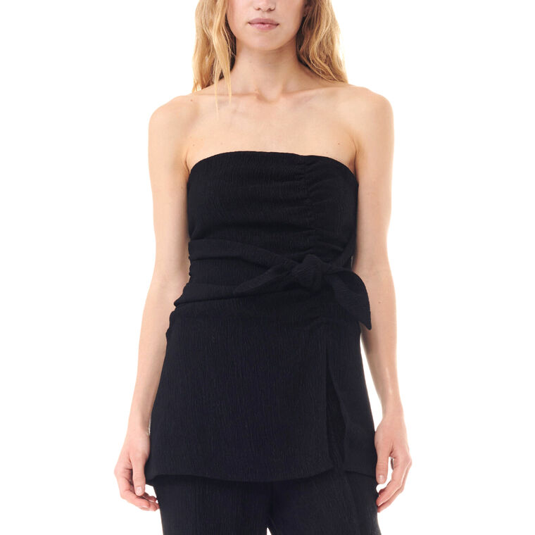 Viscose Stretch Crepe Strapless Top image number null