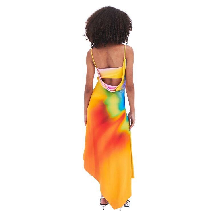 Rainbow Orchid Asymmetric Slip Dress image number null