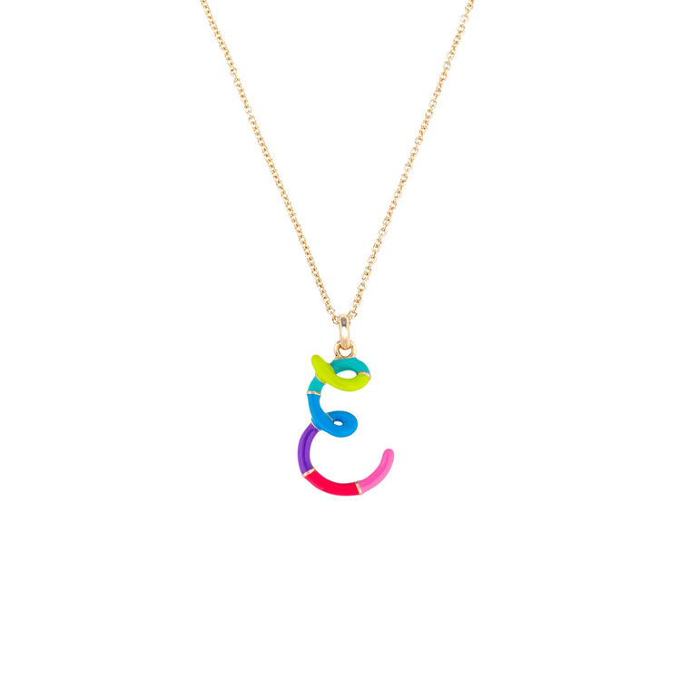 Letter E Charm Necklace image number null