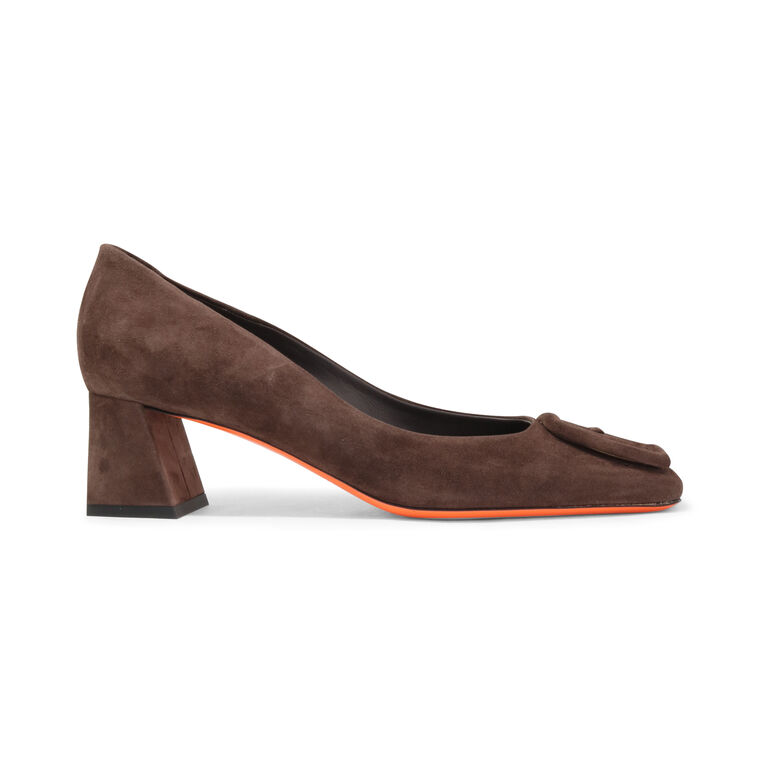 Suede Block-Heel Pump image number null