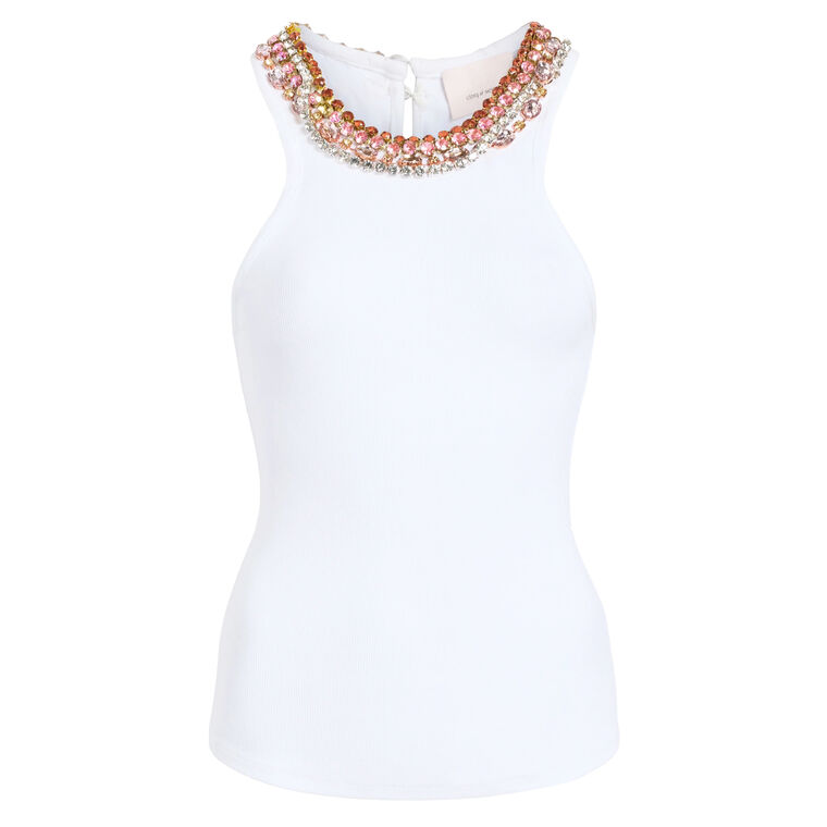 Lizzie Chunky Rhinestone Necklace Tank Top image number null