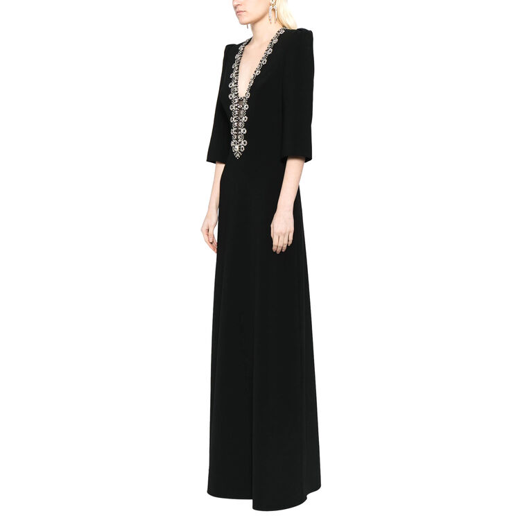 Rive Gauche Crystal-Embellished Crepe Gown image number null