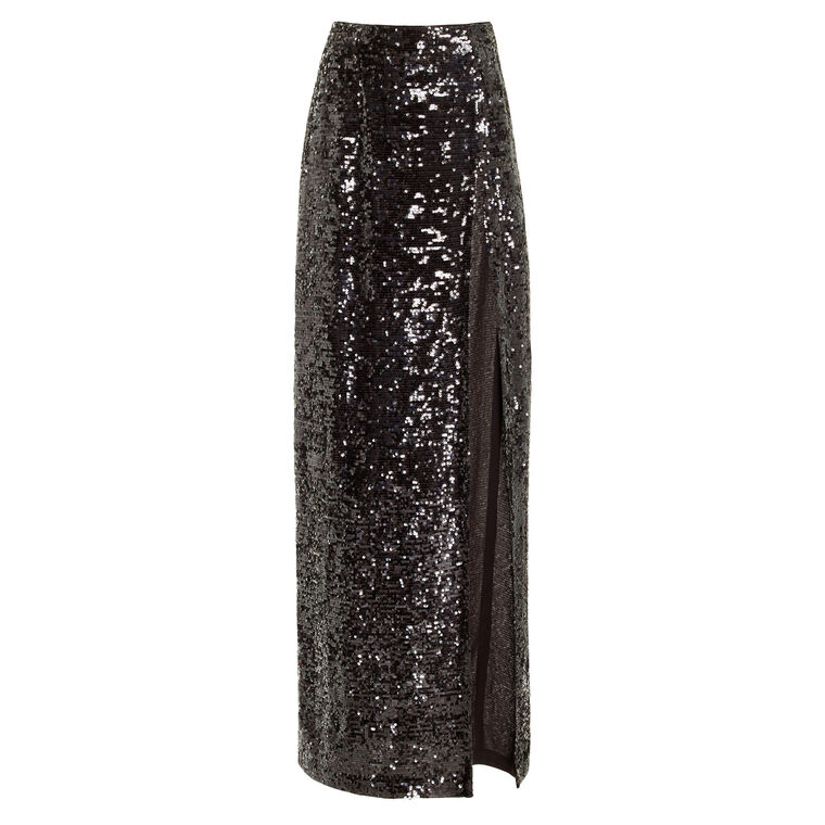 Sequin High Waist Slit Skirt image number null