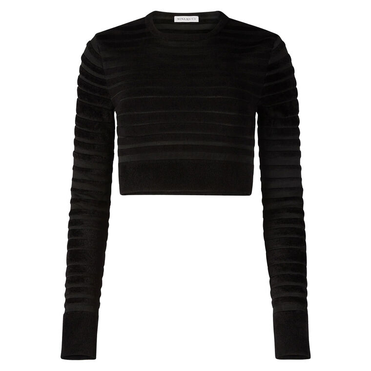 Cropped Top With Tonal Stripe image number null