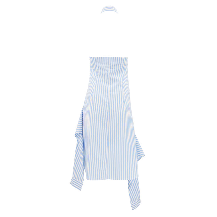 Asymmetric Deconstructed Striped Halter Shirt Dress image number null