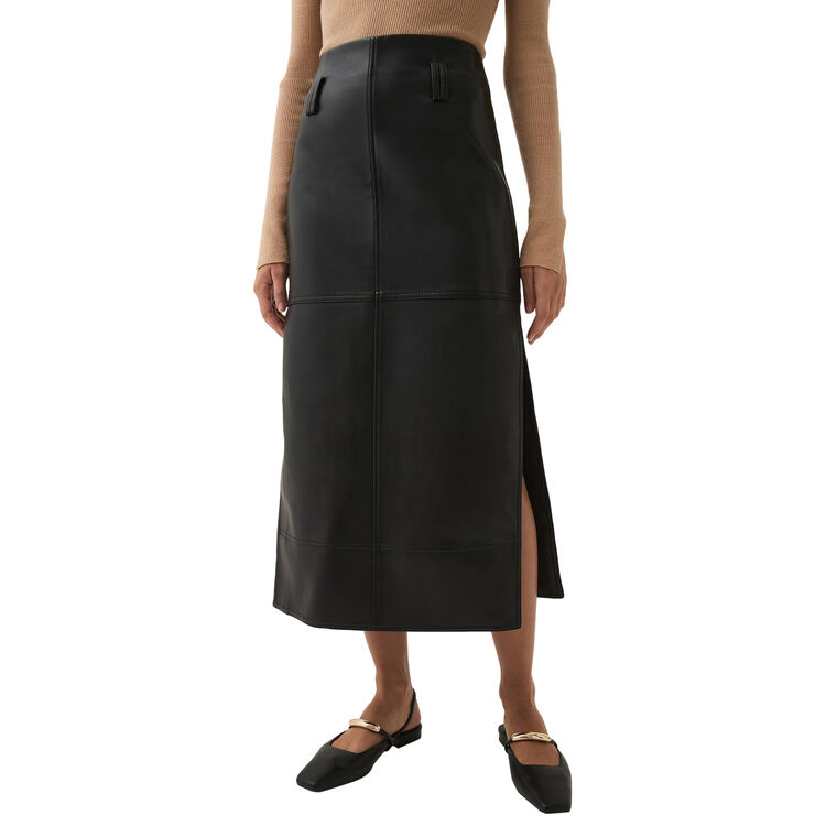 Aspect Vegan Leather Midi Skirt image number null