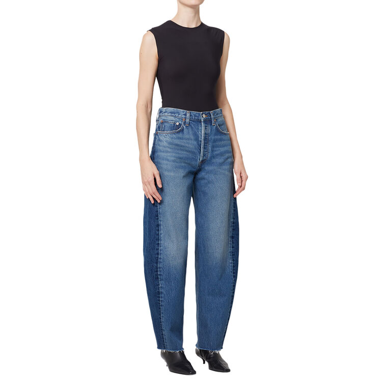 Luna High Rise Pieced Taper Jean image number null