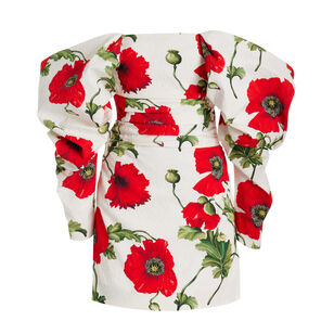 Poppy Print Off Shoulder Mini Dress