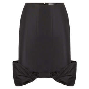 Taffeta Bow Peplum Midi Skirt