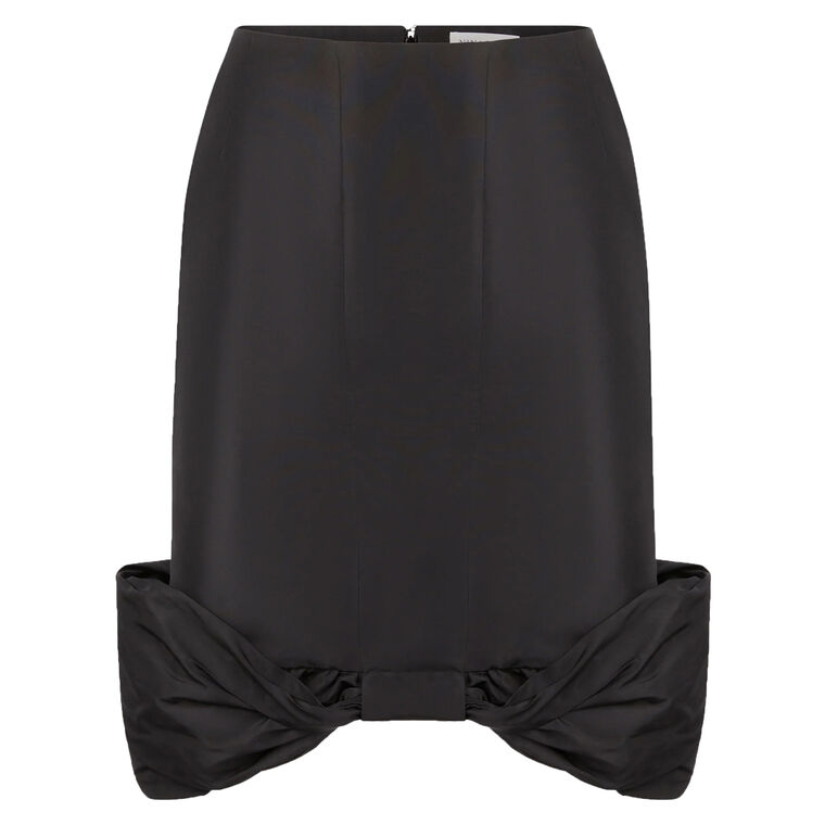 Taffeta Bow Peplum Midi Skirt image number null