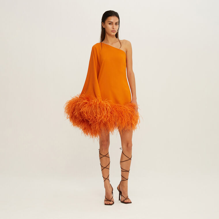 Piccolo Ubud Feather-Trim Dress