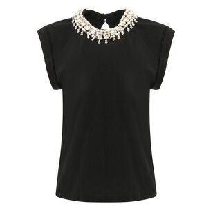 Brielle Imitation Pearl-Necklace Sleeveless Top