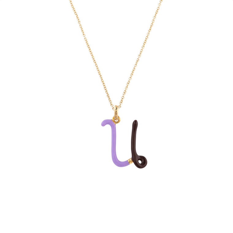 Letter U Charm Necklace image number null