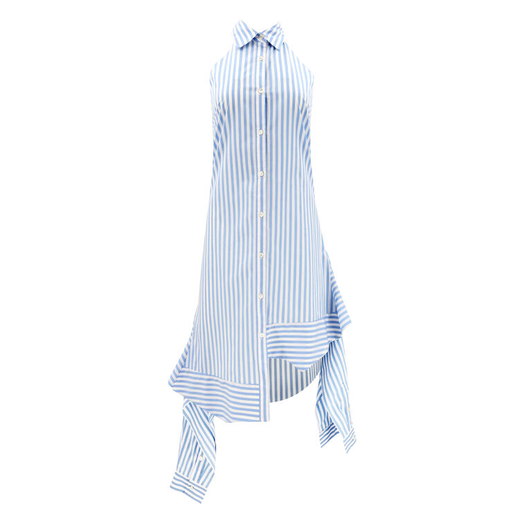 Asymmetric Deconstructed Striped Halter Shirt Dress image number null