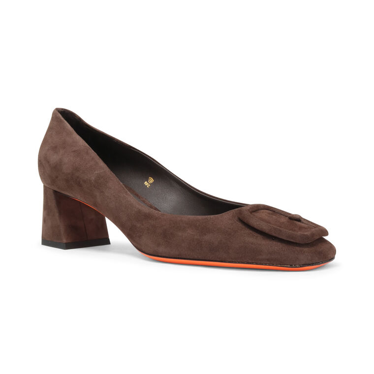 Suede Block-Heel Pump image number null