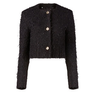 Tone on Tone Tweed Round Collar Jacket