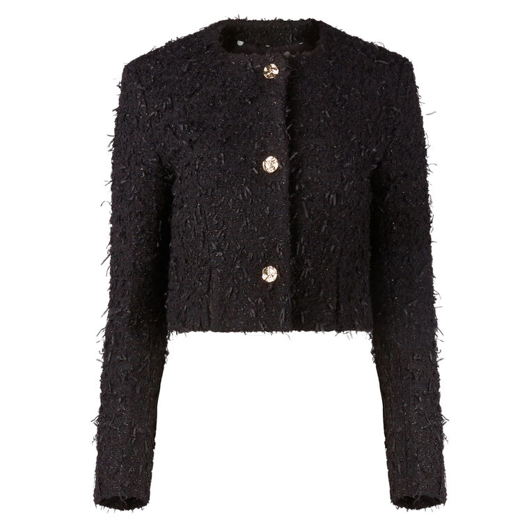 Tone on Tone Tweed Round Collar Jacket image number null