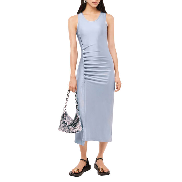 Sleeveless Drappe Pression Midi Dres image number null