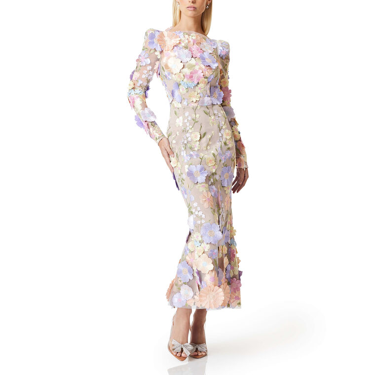 Shannon 3D Floral Midi Dress image number null