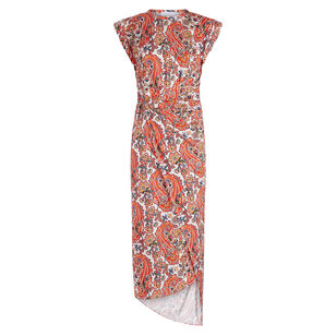 Paisley Printed Draped Dress With Signature Piercing